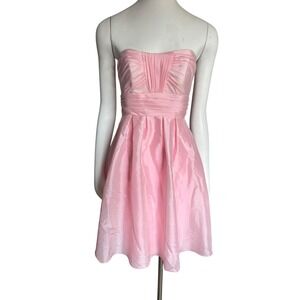 Pink Strapless Dress‎ Party Cocktail Formal Occasion Fit and Flare
